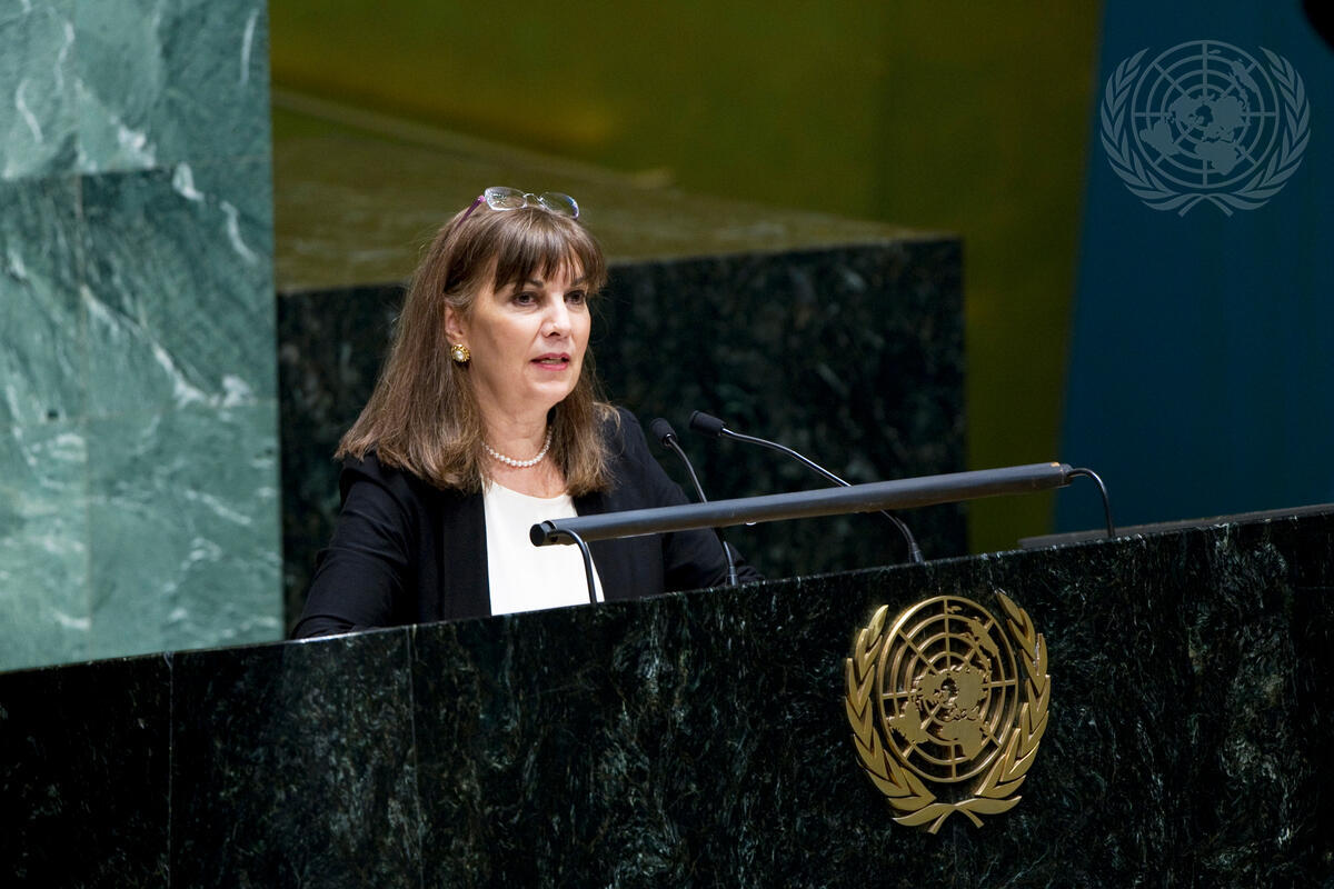 Eileen Borris, Author of Finding Forgiveness, addresses the General Assembly